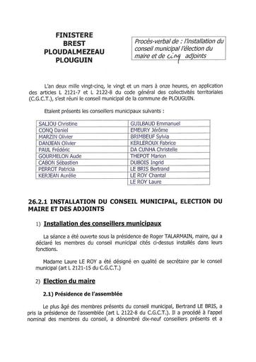 Conseil municipal du 21 mars 2026