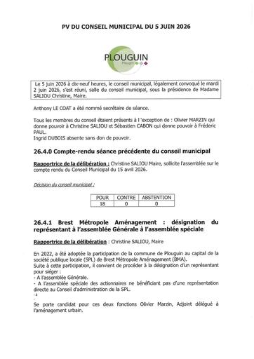 Conseil municipal du 5 juin 2026